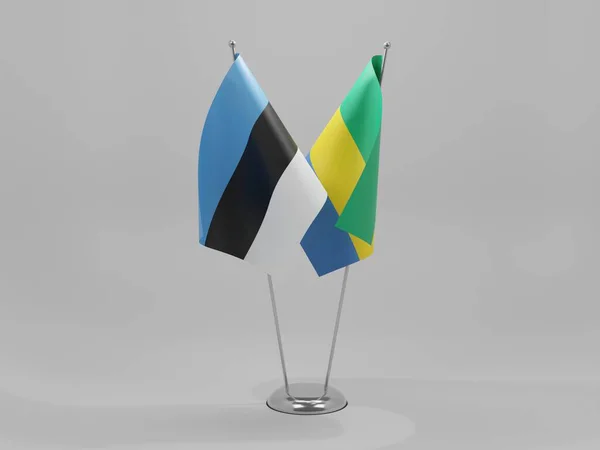 Γκαμπόν Estonia Cooperation Flags White Background Render — Φωτογραφία Αρχείου