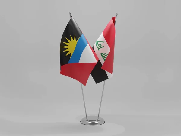 Irak Antigua Barbuda Flagi Współpracy Białe Tło Render — Zdjęcie stockowe