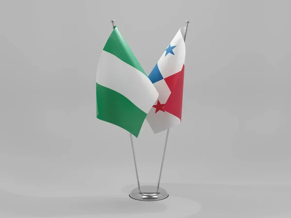 Panama Nigéria Együttműködési Zászlók Fehér Háttér Render — Stock Fotó