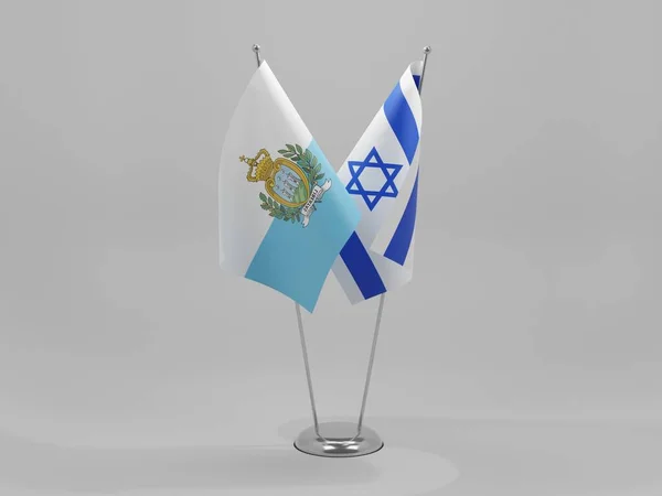 Israel Banderas Cooperación San Marino Fondo Blanco Render — Foto de Stock
