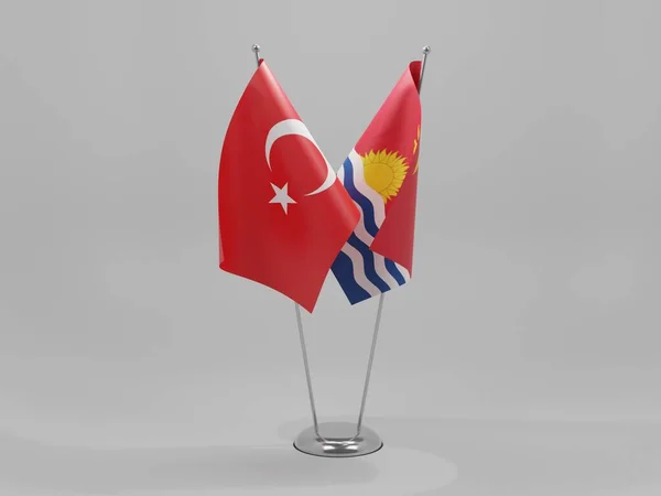 Kiribati Bandeiras Cooperação Turquia Fundo Branco Render — Fotografia de Stock