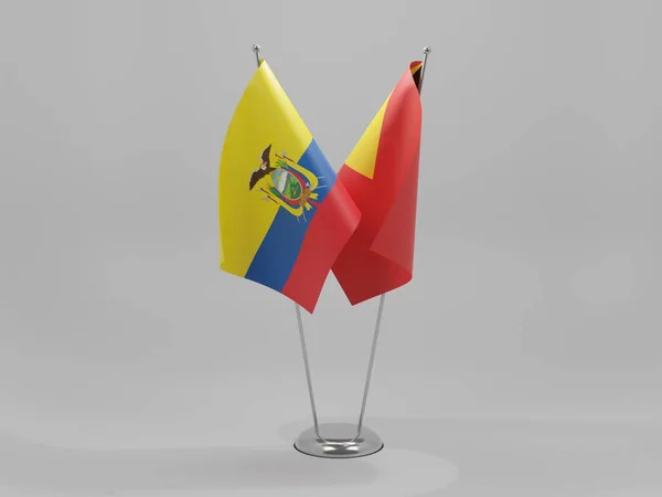 Východní Timor Ekvádor Vlajky Spolupráce Bílé Pozadí Vykreslování — Stock fotografie