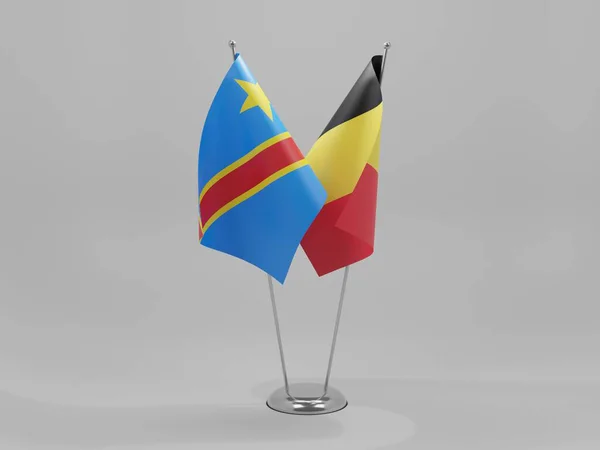 Bélgica República Democrática Congo Bandeiras Cooperação Fundo Branco Render — Fotografia de Stock