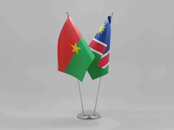 Namibia Burkina Faso Banderas Cooperación Fondo Blanco Render — Foto de Stock