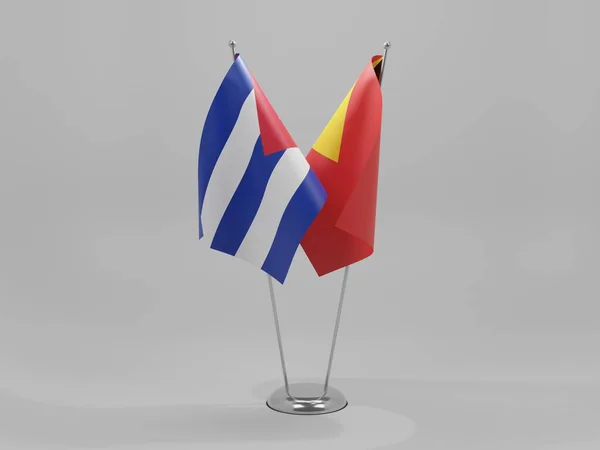 East Timor Cuba Cooperation Flags White Background Render — стокове фото