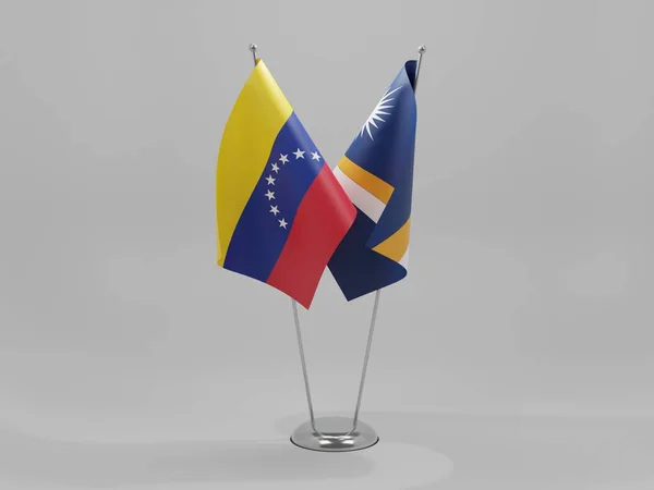 Islas Marshall Venezuela Banderas Cooperación Fondo Blanco Render — Foto de Stock