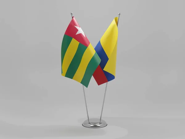 Colombia Banderas Cooperación Togo Fondo Blanco Render —  Fotos de Stock