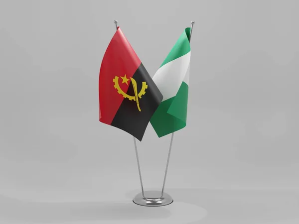 Nigeria Angola Banderas Cooperación Fondo Blanco Render —  Fotos de Stock