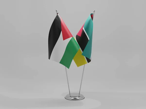 Mozambik Jordania Flagi Współpracy Białe Tło Render — Zdjęcie stockowe