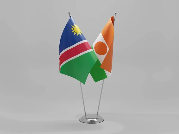 Niger Namíbia Együttműködési Zászlók Fehér Háttér Render — Stock Fotó