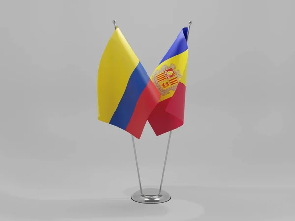 Andorra Colombia Banderas Cooperación Fondo Blanco Render —  Fotos de Stock