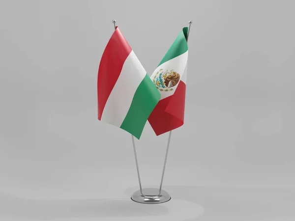 México Banderas Cooperación Hungría Fondo Blanco Render — Foto de Stock