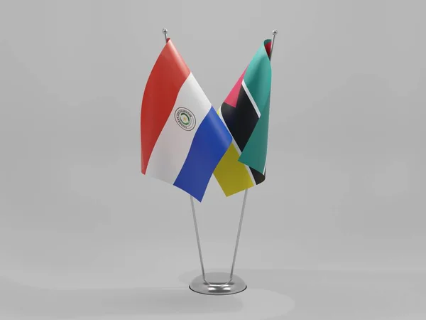 Mozambique Paraguay Samenwerkingsvlaggen Witte Achtergrond Render — Stockfoto