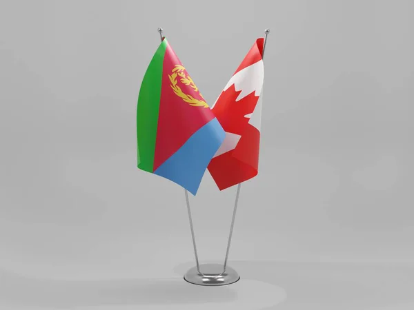 Canadá Banderas Cooperación Eritrea Fondo Blanco Render — Foto de Stock