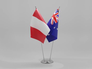 Avusturalya - Peru İşbirliği Bayrakları, Beyaz Arkaplan - 3D Render