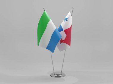 Panama - Sierra Leone İşbirliği Bayrakları, Beyaz Arkaplan - 3D Render