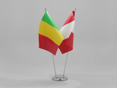 Peru - Mali İşbirliği Bayrakları, Beyaz Arkaplan - 3D Render