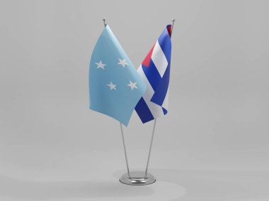 Küba - Mikronezya İşbirliği Bayrakları, Beyaz Arkaplan - 3D Render