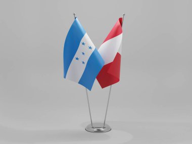 Peru - Honduras İşbirliği Bayrakları, Beyaz Arkaplan - 3B Render