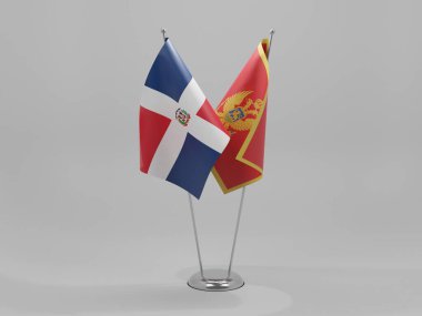 Karadağ - Dominik Cumhuriyeti İşbirliği Bayrakları, Beyaz Arkaplan - 3D Hazırlama