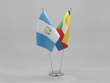 Komorolar - Guatemala İşbirliği Bayrakları, Beyaz Arkaplan - 3D Render