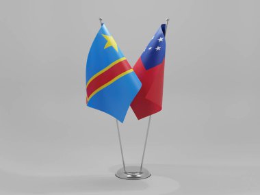 Samoa - Kongo Demokratik Cumhuriyeti İşbirliği Bayrakları, Beyaz Arkaplan - 3D Render
