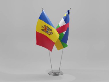 Orta Afrika Cumhuriyeti - Moldova İşbirliği Bayrakları, Beyaz Arkaplan - 3D Render