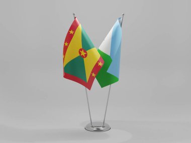 Cibuti - Grenada İşbirliği Bayrakları, Beyaz Arkaplan - 3D Renklendirme
