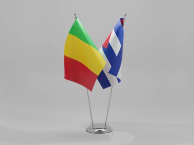 Küba - Mali İşbirliği Bayrakları, Beyaz Arkaplan - 3D Render