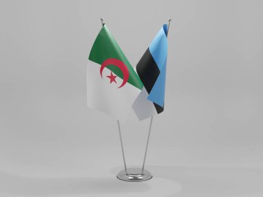 Estonya - Cezayir İşbirliği Bayrakları, Beyaz Arkaplan - 3D Render