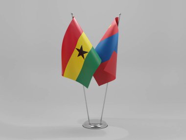 Moğolistan - Gana İşbirliği Bayrakları, Beyaz Arkaplan - 3D Render