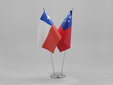 Samoa - Şili İşbirliği Bayrakları, Beyaz Arkaplan - 3D Render