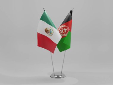 Afganistan - Meksika İşbirliği Bayrakları, Beyaz Arkaplan - 3D Yapılandırma