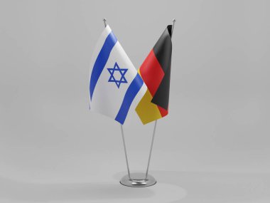 Almanya - İsrail İşbirliği Bayrakları, Beyaz Arkaplan - 3D Hazırlama