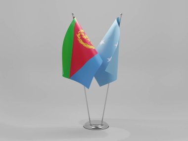 Mikronezya - Eritre İşbirliği Bayrakları, Beyaz Arkaplan - 3D Render