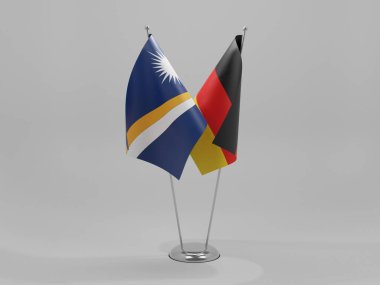 Almanya - Marshall Adaları İşbirliği Bayrakları, Beyaz Arkaplan - 3D Render