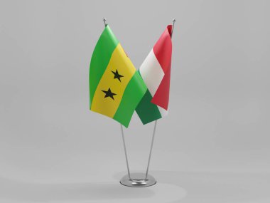 Macaristan - Sao Tome ve Principe İşbirliği Bayrakları, Beyaz Arkaplan - 3D Render