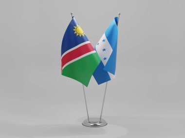 Honduras - Namibya İşbirliği Bayrakları, Beyaz Arkaplan - 3D Render