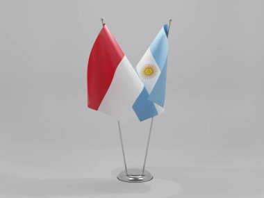 Arjantin - Monako İşbirliği Bayrakları, Beyaz Arkaplan - 3D Render