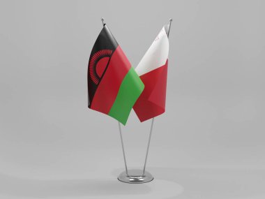 Malta - Malavi İşbirliği Bayrakları, Beyaz Arkaplan - 3D Render