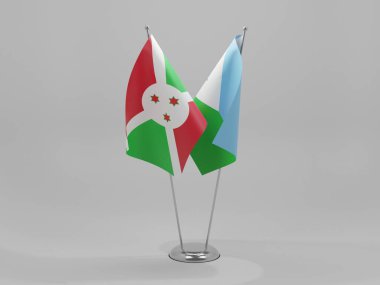 Cibuti - Burundi İşbirliği Bayrakları, Beyaz Arkaplan - 3D Yapılandırma