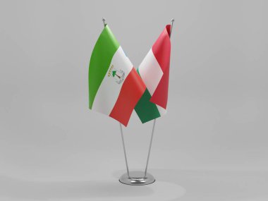 Macaristan - Ekvator Ginesi İşbirliği Bayrakları, Beyaz Arkaplan - 3D Render
