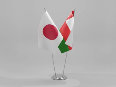Umman - Japonya İşbirliği Bayrakları, Beyaz Arkaplan - 3D Yapılandırma