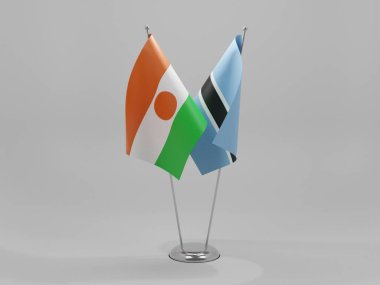 Botswana - Nijer İşbirliği Bayrakları, Beyaz Arkaplan - 3D Render