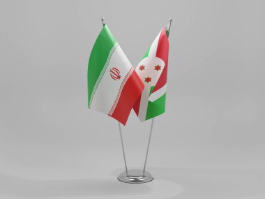 Burundi - İran İşbirliği Bayrakları, Beyaz Arkaplan - 3D Yapılandırma