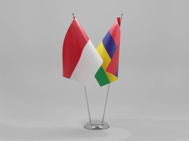 Mauritius - Monako İşbirliği Bayrakları, Beyaz Arkaplan - 3D Render