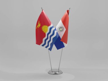 Paraguay - Kiribati İşbirliği Bayrakları, Beyaz Arkaplan - 3D Render