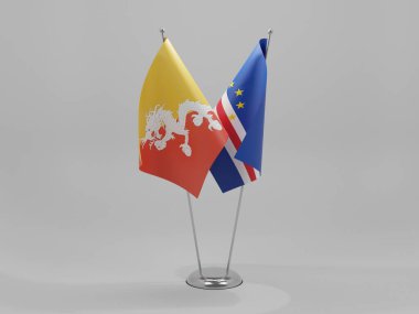 Cape Verde - Butan İşbirliği Bayrakları, Beyaz Arkaplan - 3D Render