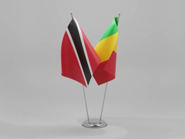Mali - Trinidad ve Tobago İşbirliği Bayrakları, Beyaz Arkaplan - 3D Yapılandırma