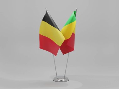 Mali - Belçika İşbirliği Bayrakları, Beyaz Arkaplan - 3D Render